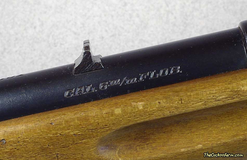 Marke Eiche Model 101 rifle in caliber 6mm Flobert markings and rear sight
