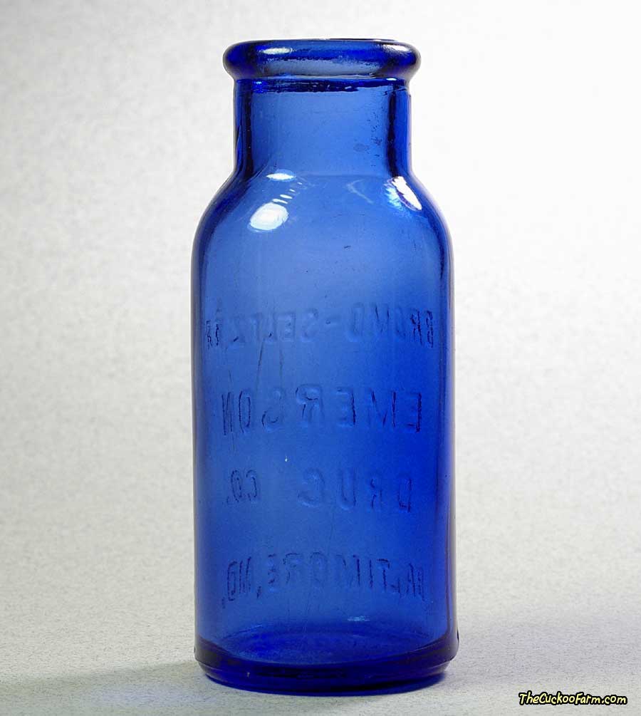 Old Blue Bromo-Seltzer Bottle - back