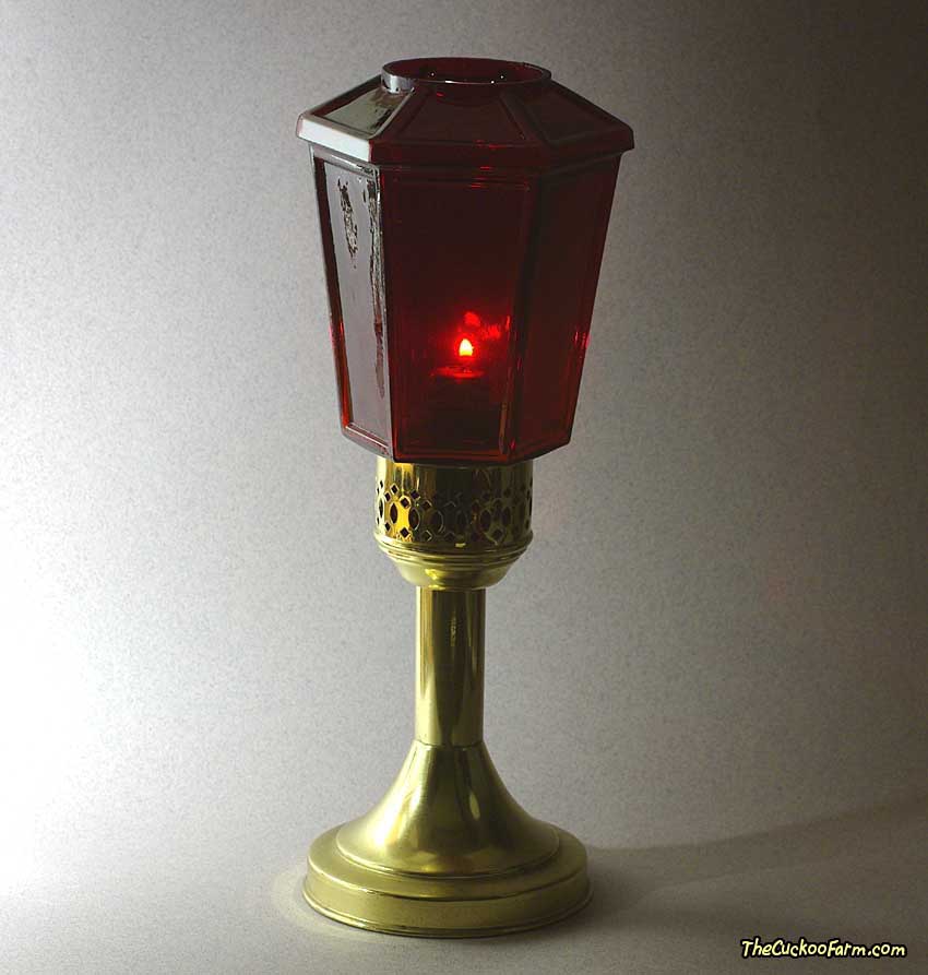 Mason Candlelight Company Candlelamp with Red Lantern Style Globe