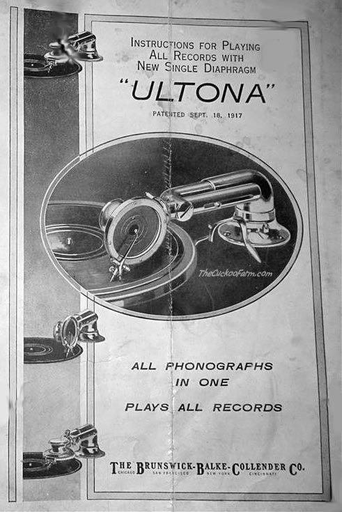 Brunswick Single Ultona reproducer instructions, front cover