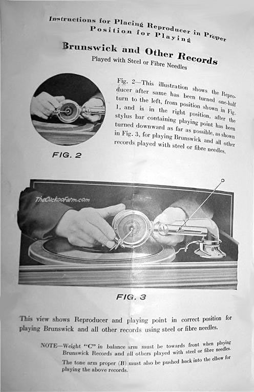Brunswick Single Ultona reproducer instructions, page 1