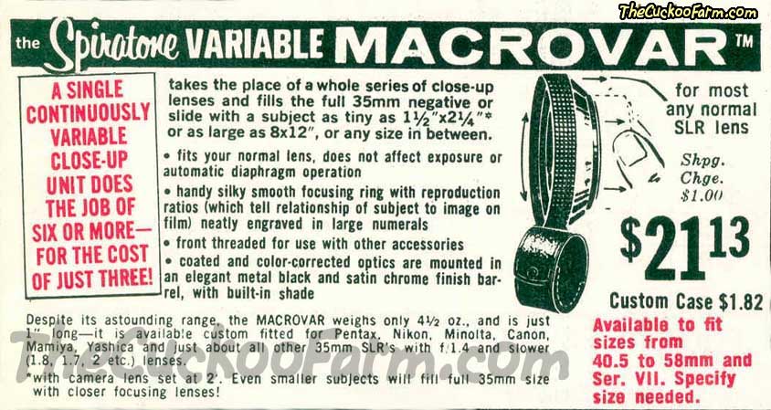 original 1977 catalog ad for Spiralite Macrovar