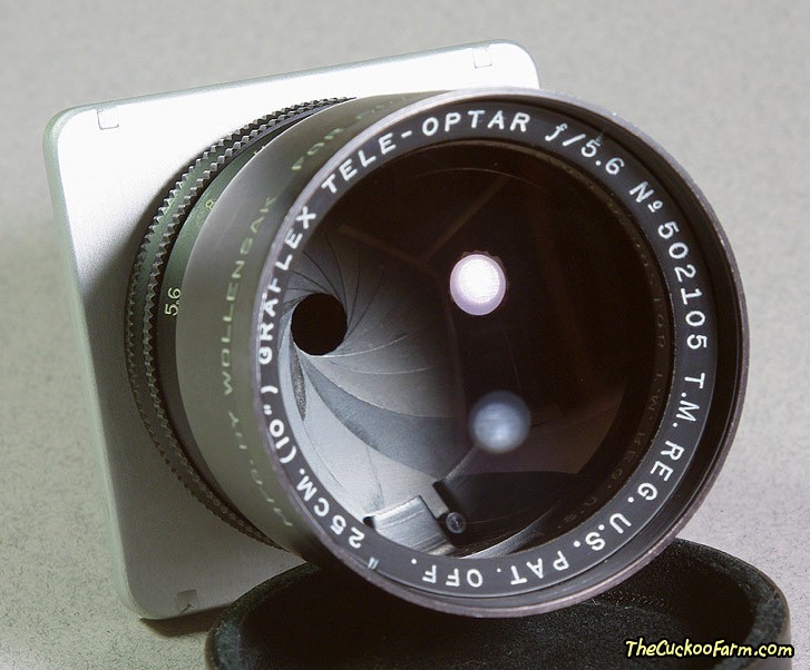 View of Graflex 25cm (250mm) Tele-Optar Barrel Lens diaphragm