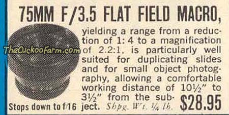 Spiratone 75mm Flat Field Macro Lens