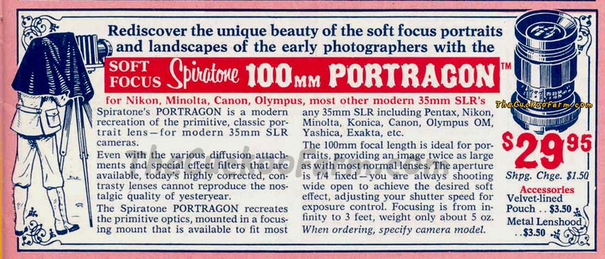 Spiratone 100mm Portragon Lens original ad